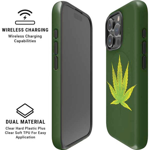 Marijuana Leaf Light Green iPhone 16 Pro Magsafe Impact Case